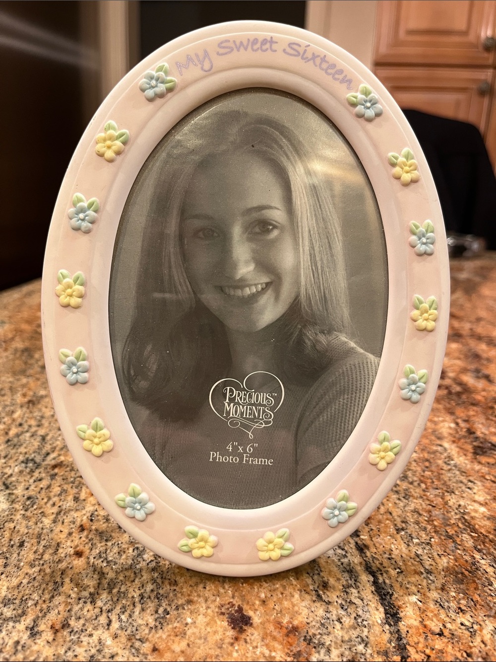 Precious Moments Pink Oval 'My Sweet Sixteen' Floral Photo Frame